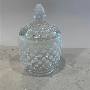 Milk glass sugar pot.